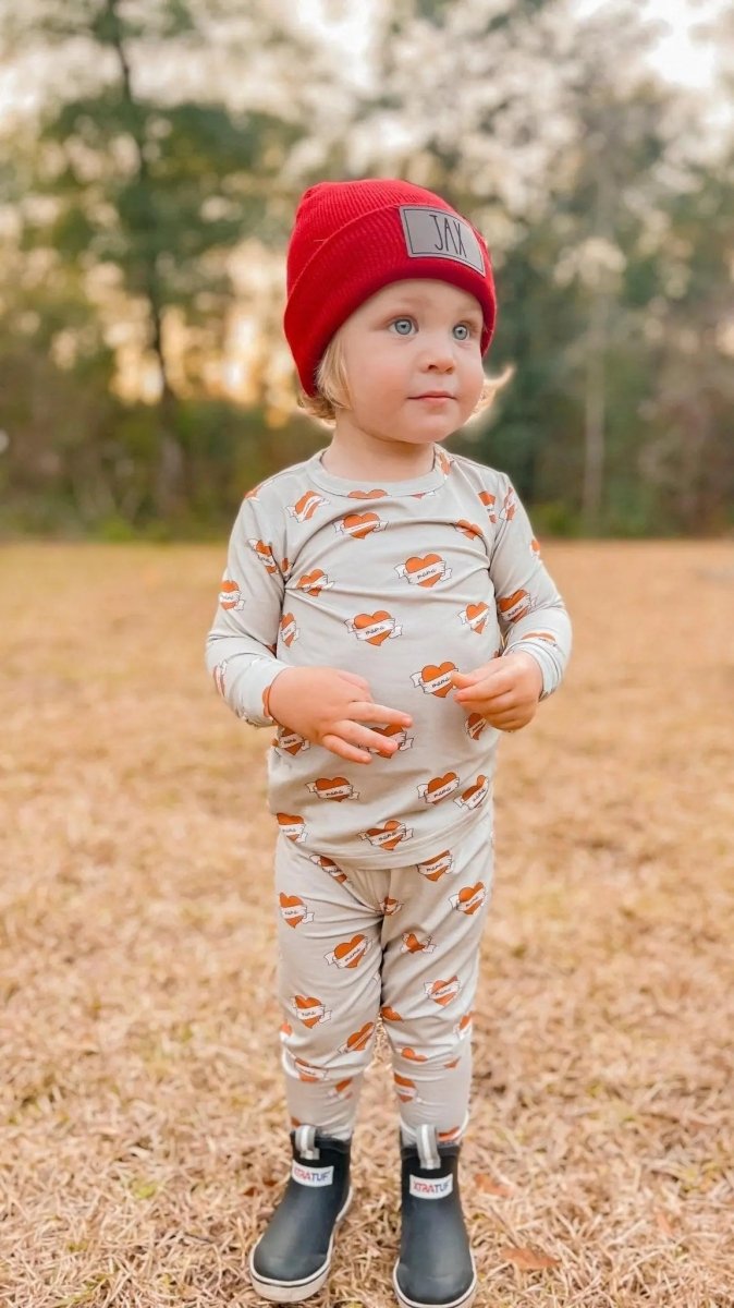 Little Joy Co. Mama Tattoo Hearts 2 Piece Bamboo Pajamas Set For Women - Everetts Place Boutique - 