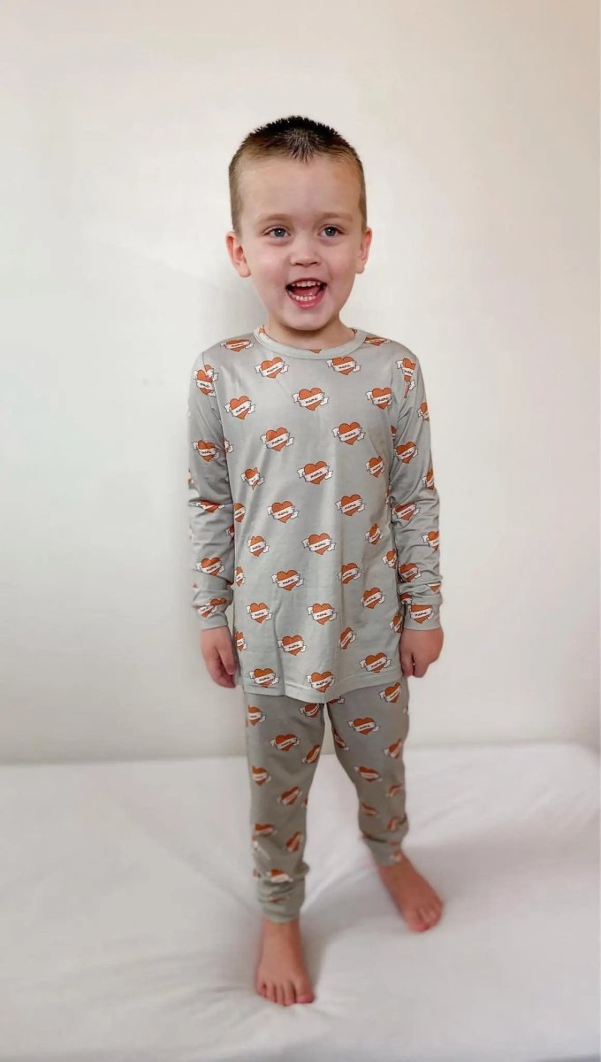 Little Joy Co. Mama Tattoo Hearts 2 Piece Bamboo Pajamas Set For Women - Everetts Place Boutique - 
