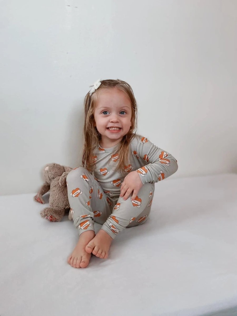 Little Joy Co. Mama Tattoo Hearts 2 Piece Bamboo Pajamas Set For Women - Everetts Place Boutique - 