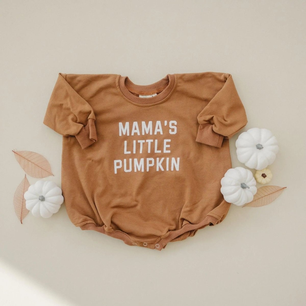 Little Joy Co. Mama's Pumpkin Sweatshirt Romper Snaps Easy Diaper Change - Everetts Place Boutique - 