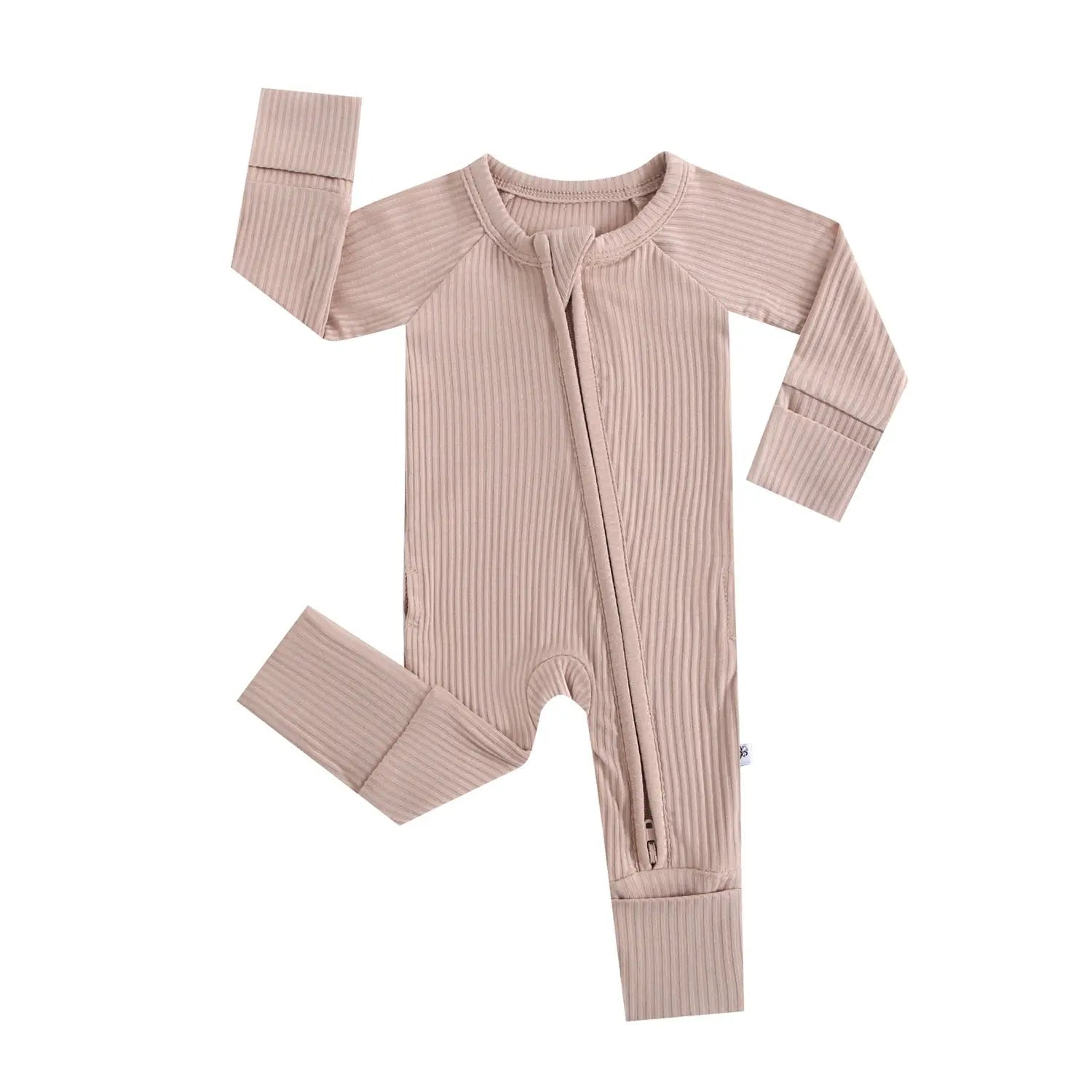 Luxie Charm Maple Ribbed Zippered Baby Romper - 