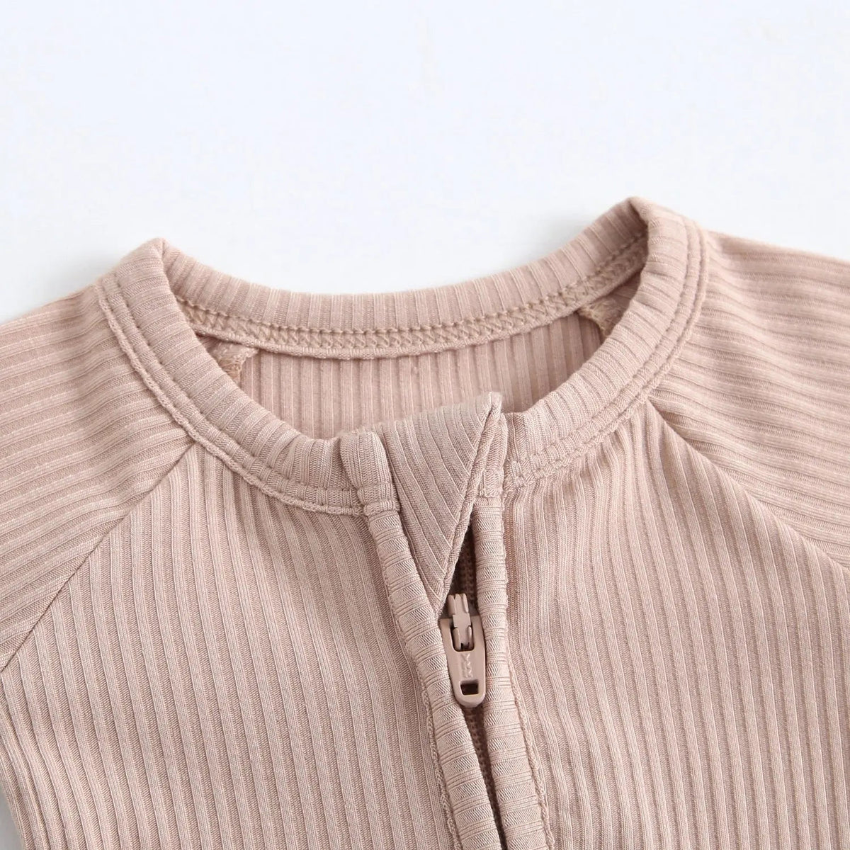 Luxie Charm Maple Ribbed Zippered Baby Romper - 
