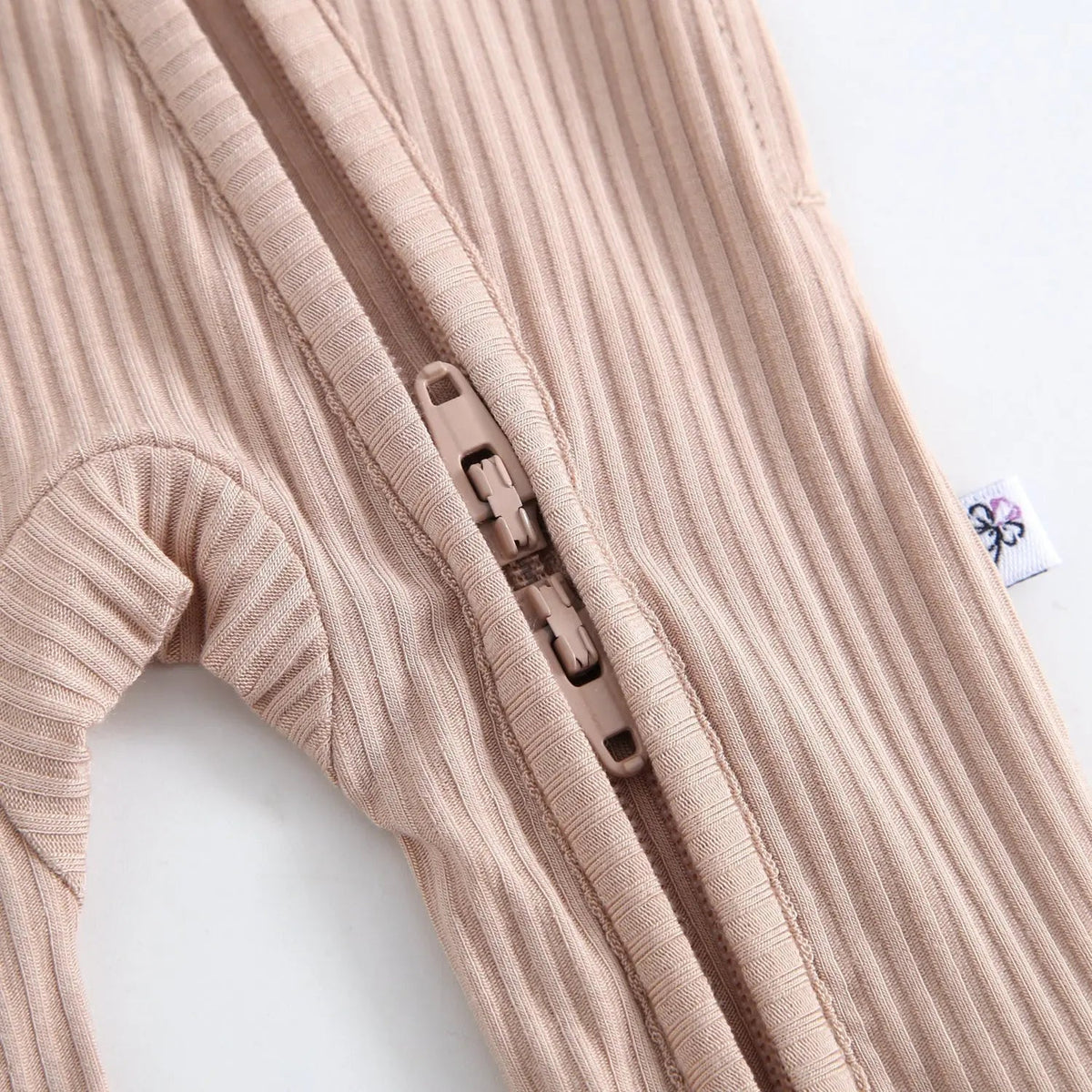 Luxie Charm Maple Ribbed Zippered Baby Romper - 