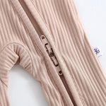 Luxie Charm Maple Ribbed Zippered Baby Romper - 