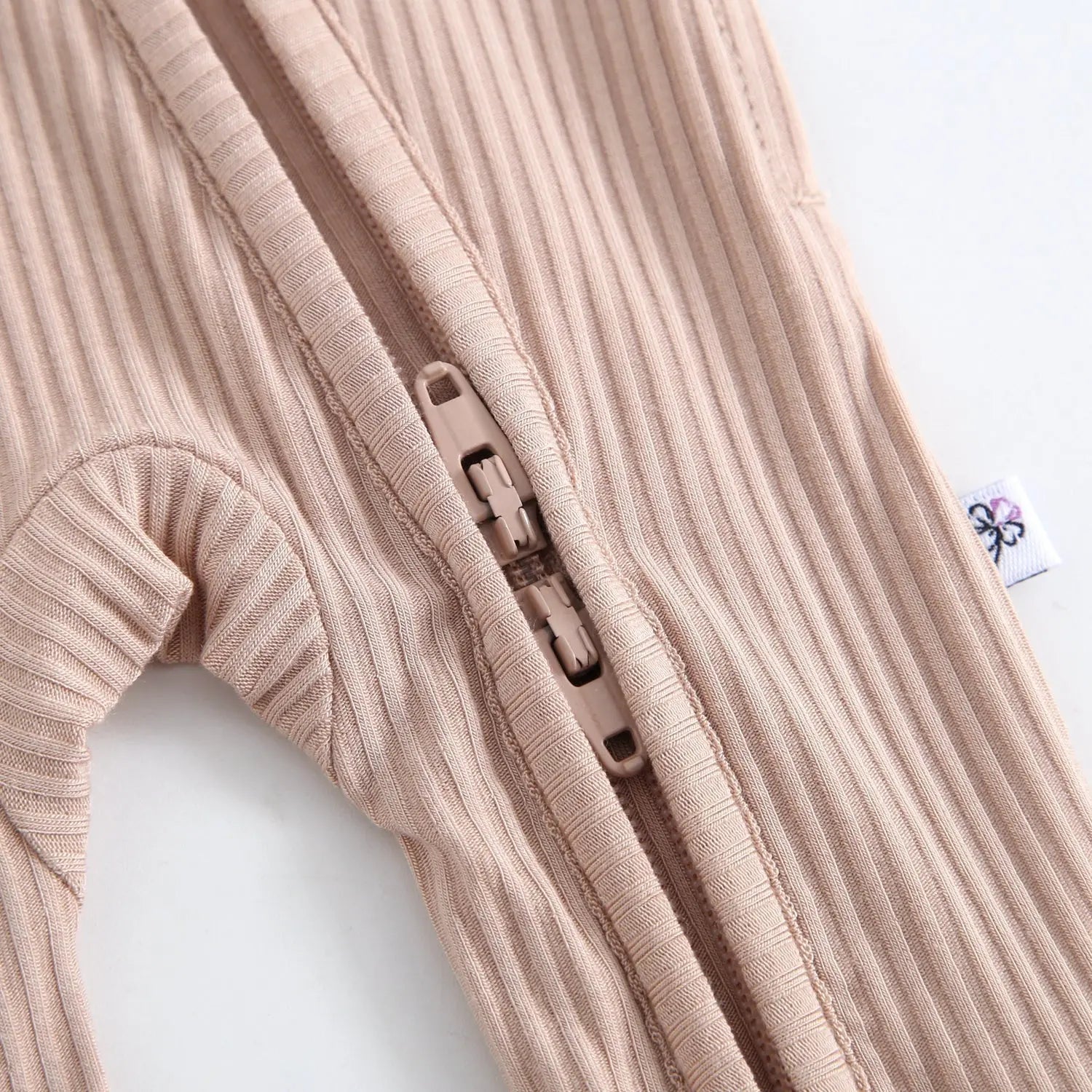 Luxie Charm Maple Ribbed Zippered Baby Romper - 