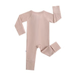 Luxie Charm Maple Ribbed Zippered Baby Romper - 
