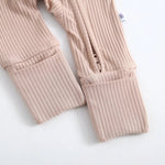 Luxie Charm Maple Ribbed Zippered Baby Romper - 