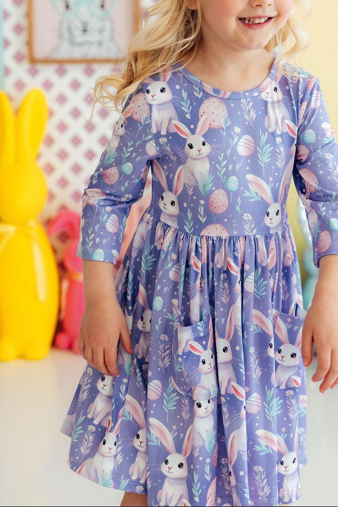 Polyester Spandex Twirl Dress - Beautiful Bunnies by Mila & Rose ®