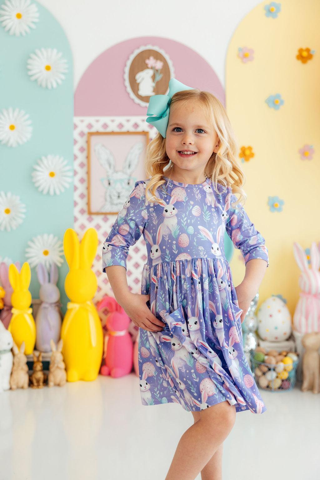 Polyester Spandex Twirl Dress - Beautiful Bunnies by Mila & Rose ®