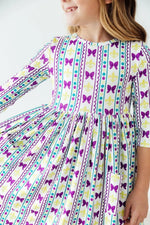 Mila & Rose ® Mardi Gras 3/4 Sleeve Pocket Twirl Dress - 