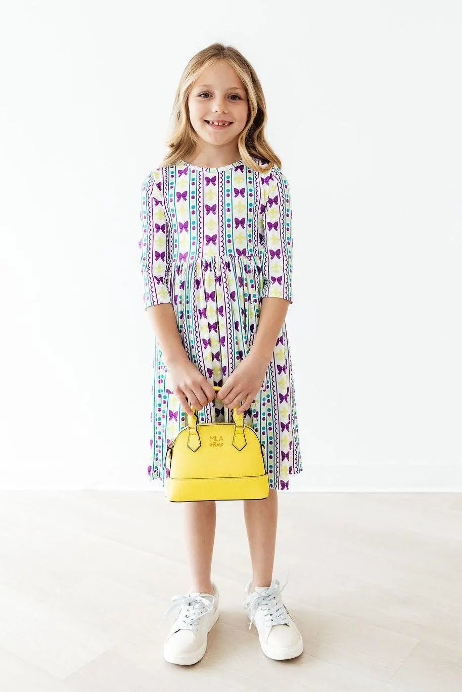 Mila & Rose ® Mardi Gras 3/4 Sleeve Pocket Twirl Dress - 