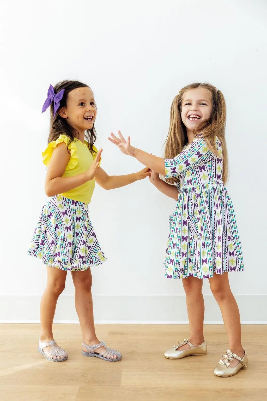 Mila & Rose ® Mardi Gras 3/4 Sleeve Pocket Twirl Dress - 