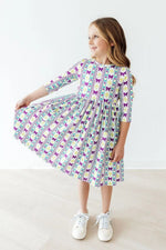 Mila & Rose ® Mardi Gras 3/4 Sleeve Pocket Twirl Dress - 