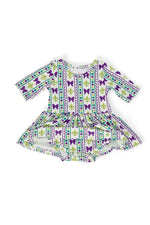 Mila & Rose ® Mardi Gras 3/4 Sleeve Twirl Bodysuit - 
