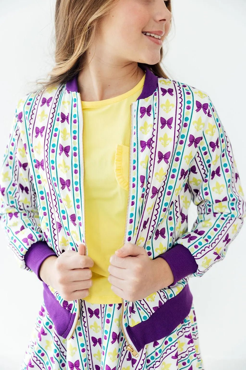 Mardi Gras Satin Jacket - Sleeve, Cardigan, Pink, Waist, Pocket | Everetts Place