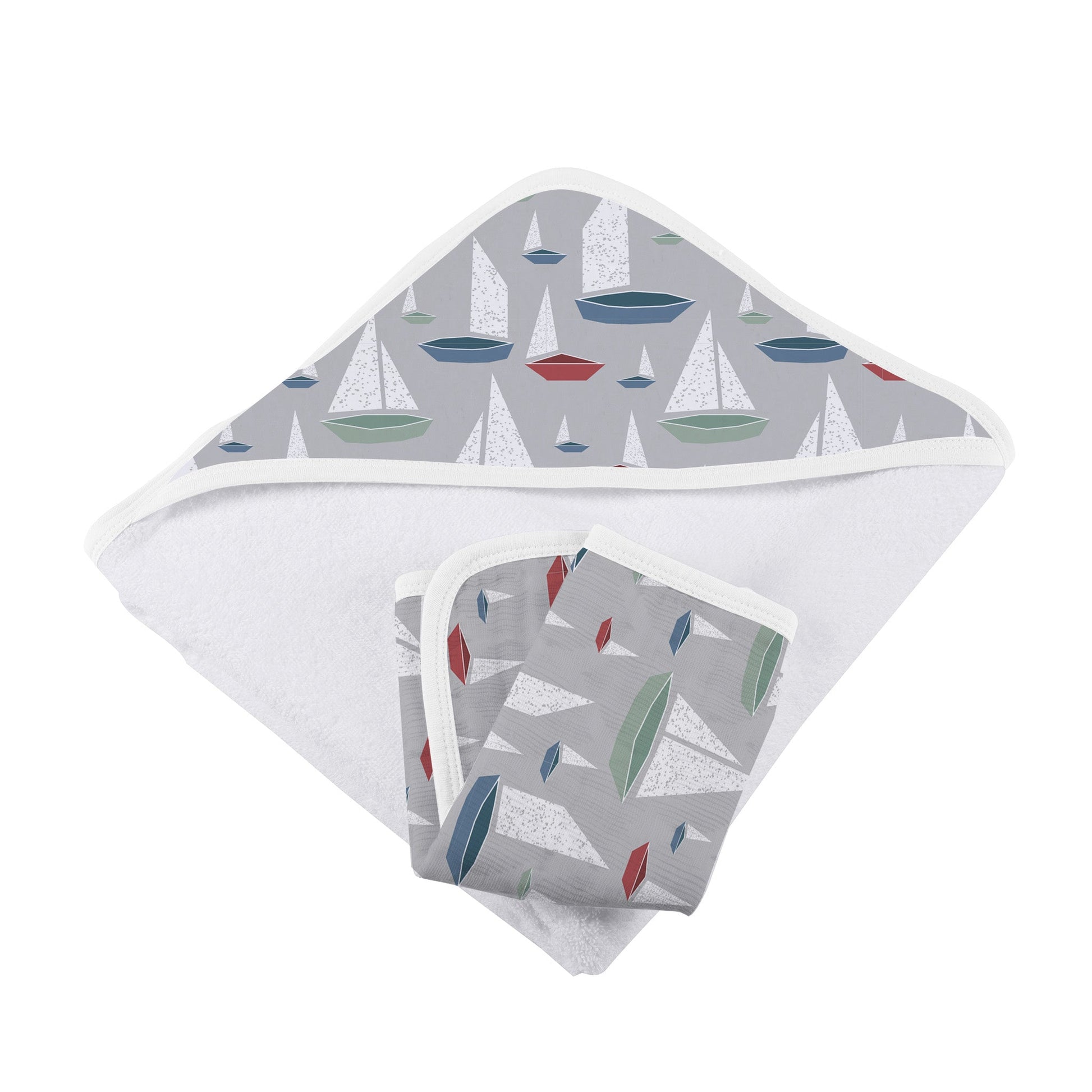 Marina Sailboats Bamboo Hooded Towel and Washcloth Set for Kids Newcastle Classics