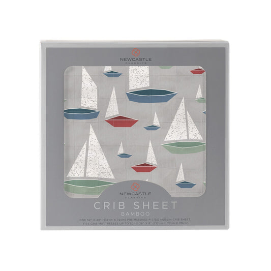 Marina Sailboats Bamboo Muslin Crib Sheet Soft Breathable Comfortable 28 x 52 Inches Newcastle Classics