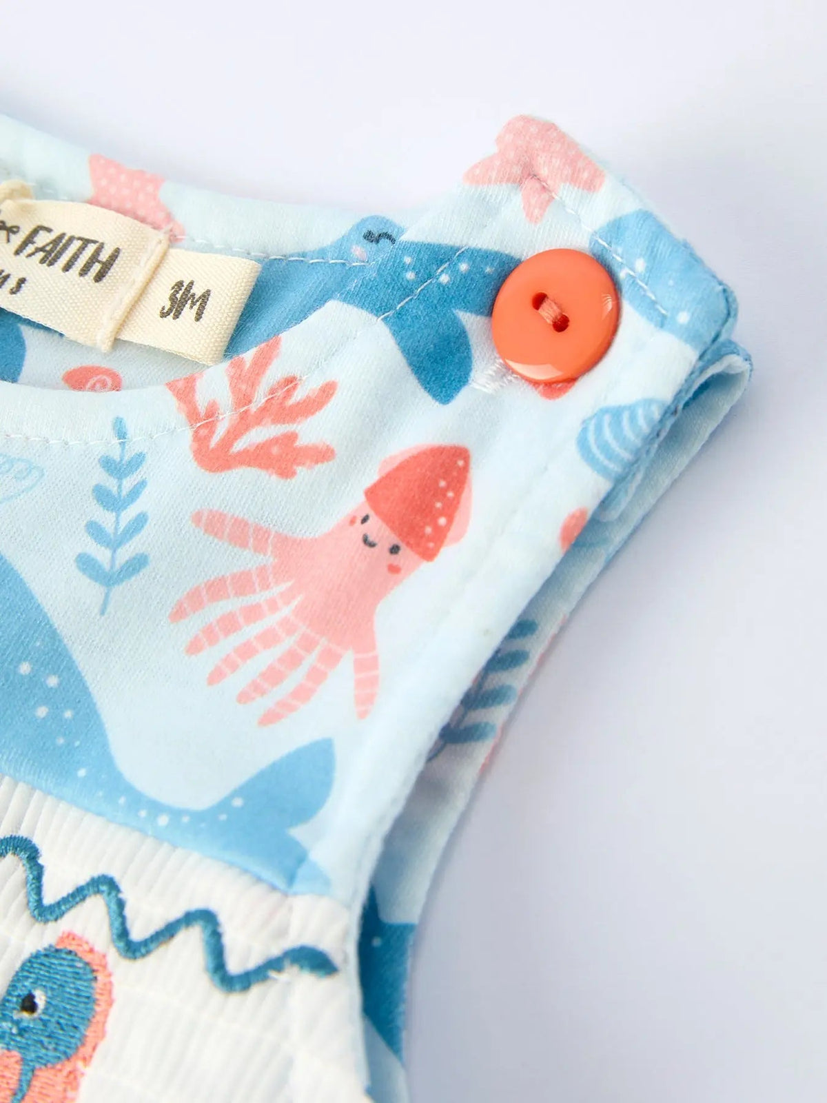 Rylee Faith Designs Marine Animal Smocked Embroidered Baby Boys Romper For Newborns Rylee Faith Designs 