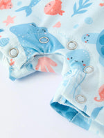 Rylee Faith Designs Marine Animal Smocked Embroidered Baby Boys Romper For Newborns Rylee Faith Designs 