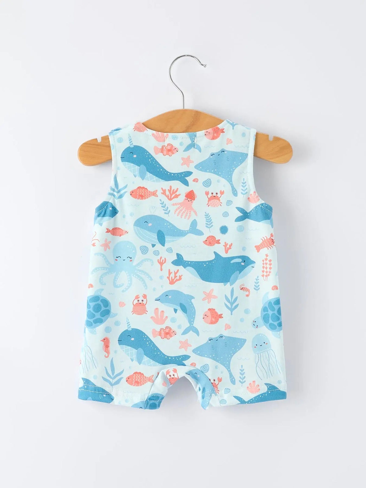 Rylee Faith Designs Marine Animal Smocked Embroidered Baby Boys Romper For Newborns Rylee Faith Designs 