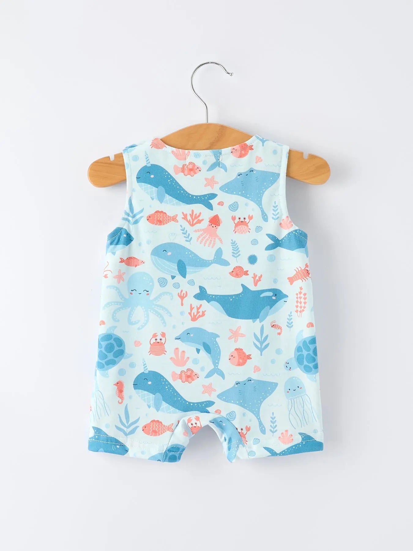 Rylee Faith Designs Marine Animal Smocked Embroidered Baby Boys Romper For Newborns Rylee Faith Designs 