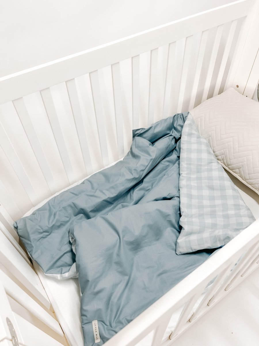 Little Mae & Co Marine Gingham Quilted Blanket 100 Cotton Toddler Cozy - Everetts Place Boutique - 