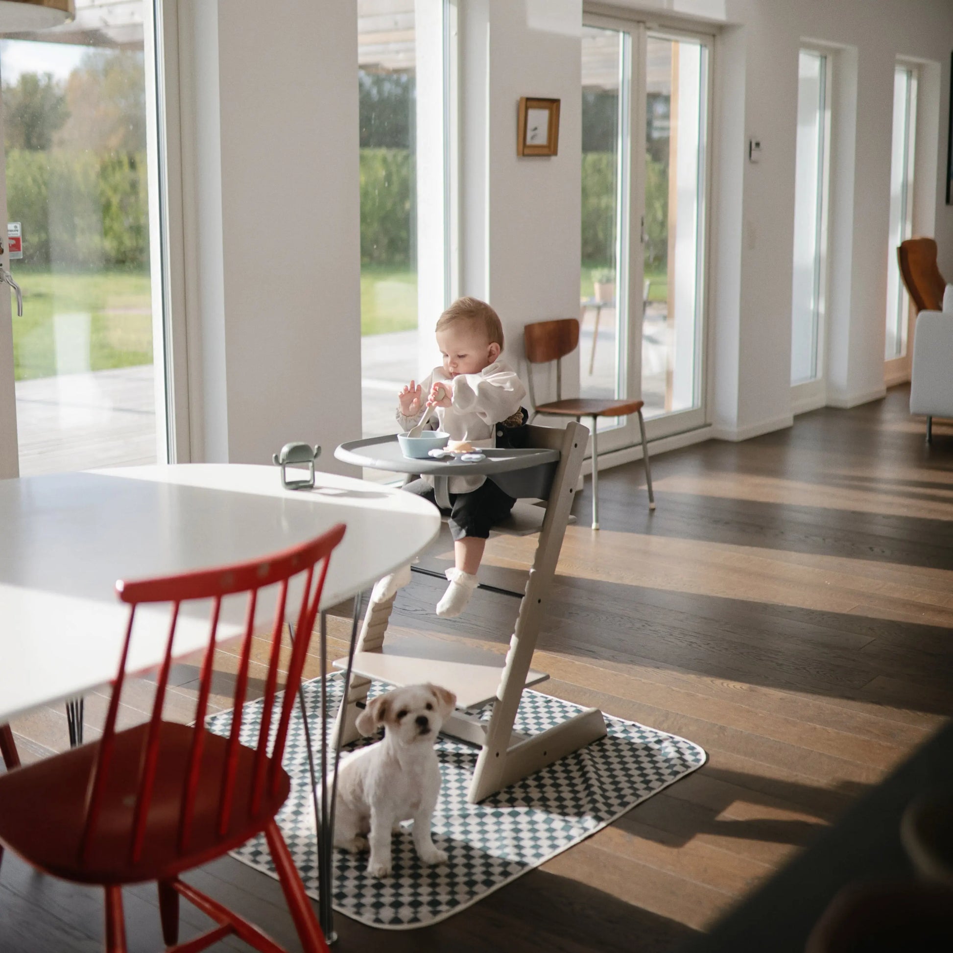Splat Mat for High Chairs and Arts and Crafts Water Resistant Polyester Easy to Clean Machine Washable Mushie