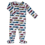 Sweet Bamboo Matchbox Cars Footie Baby Pajamas with 2 Way Zipper for Little Explorers - 