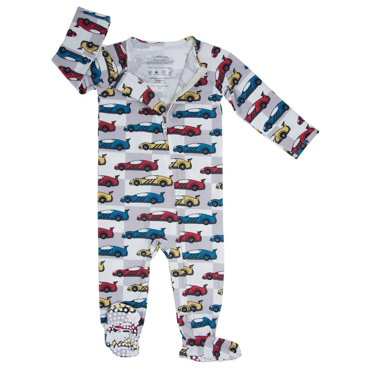 Sweet Bamboo Matchbox Cars Footie Baby Pajamas with 2 Way Zipper for Little Explorers - 
