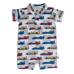 Sweet Bamboo Matchbox Cars Polo Romper with Comfortable Short Sleeves for Boys - 