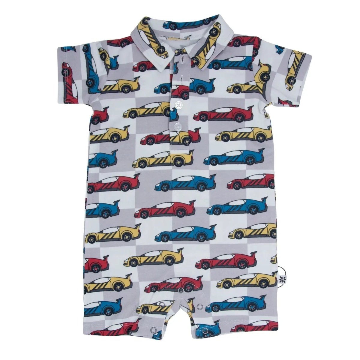 Sweet Bamboo Matchbox Cars Polo Romper with Comfortable Short Sleeves for Boys - 