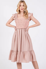 PinkBlush Mauve Crochet Knit Knee Length Dress - 