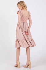 PinkBlush Mauve Crochet Knit Knee Length Dress - 