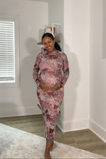 PinkBlush Mauve Floral Printed Mesh Overlay Maternity Maxi Dress
