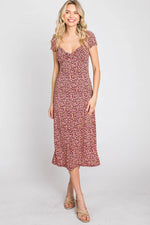 PinkBlush Mauve Floral Sweetheart Midi Dress - 