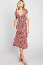 PinkBlush Mauve Floral Sweetheart Midi Dress - 