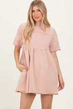 PinkBlush Mauve Raw Hem Maternity Short Sleeve Dress - 
