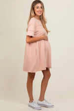 PinkBlush Mauve Raw Hem Maternity Short Sleeve Dress - 
