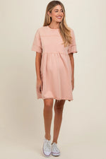 PinkBlush Mauve Raw Hem Maternity Short Sleeve Dress - 