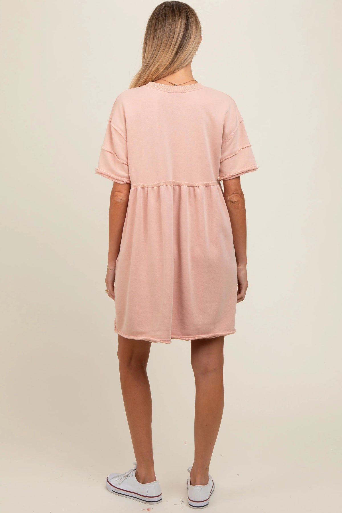 PinkBlush Mauve Raw Hem Maternity Short Sleeve Dress - 