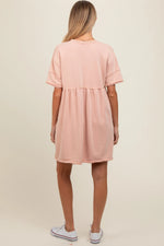 PinkBlush Mauve Raw Hem Maternity Short Sleeve Dress - 