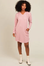 PinkBlush Mauve Ribbed Maternity Dress with Stylish Comfort for Modern Moms - 
