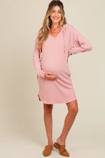 PinkBlush Mauve Ribbed Maternity Dress with Stylish Comfort for Modern Moms - 