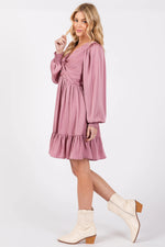 PinkBlush Mauve Striped Satin Twist Front Dress - 