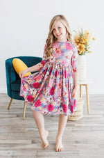 Mila & Rose ® Mauve What's Up Buttercup 3/4 Sleeve Pocket Twirl Dress - 