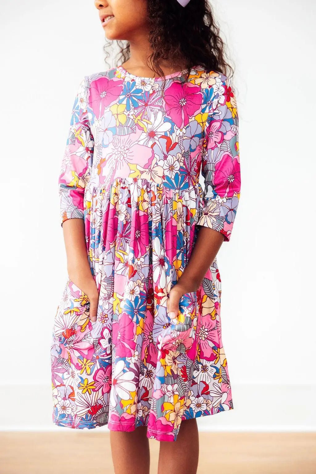 Mila & Rose ® Mauve What's Up Buttercup 3/4 Sleeve Pocket Twirl Dress - 