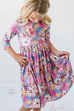 Mila & Rose ® Mauve What's Up Buttercup 3/4 Sleeve Pocket Twirl Dress - 