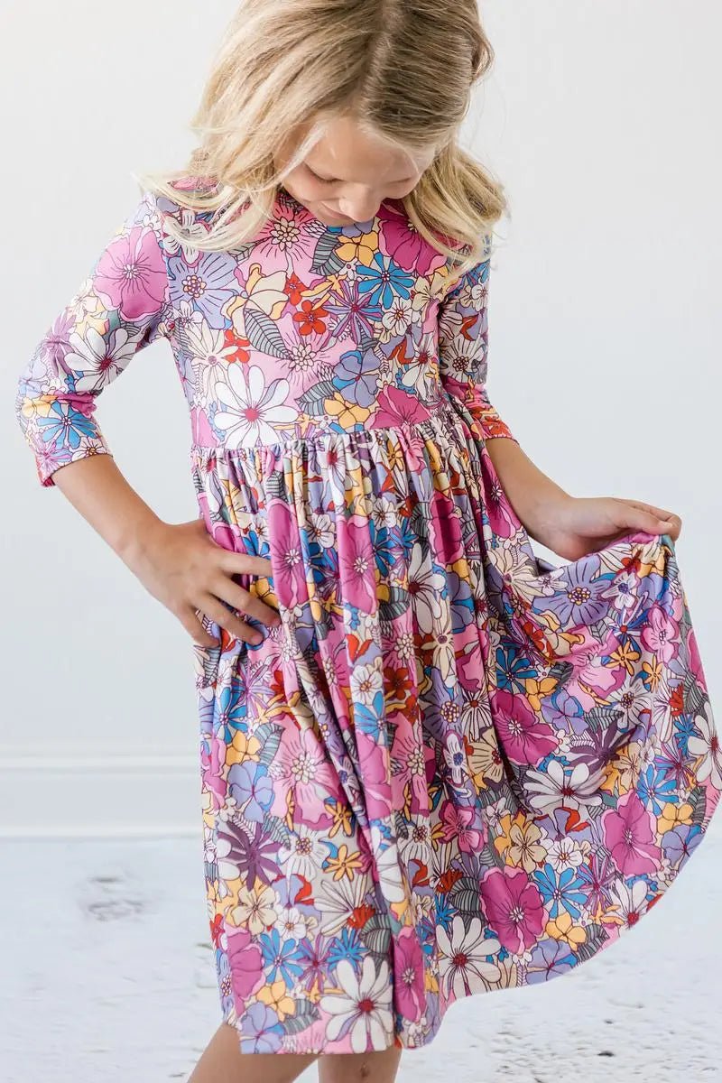 Mila & Rose ® Mauve What's Up Buttercup 3/4 Sleeve Pocket Twirl Dress - 