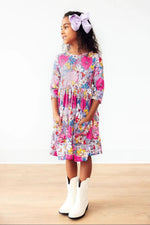 Mila & Rose ® Mauve What's Up Buttercup 3/4 Sleeve Pocket Twirl Dress - 