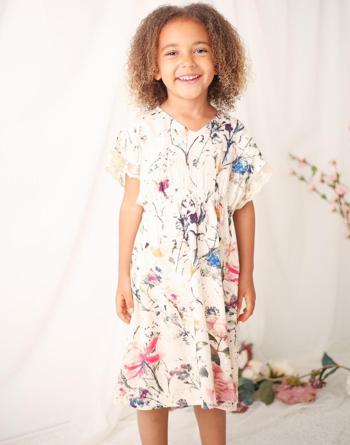 Maya Dress, Elastic Waist, Lace Trim by Bestaroo